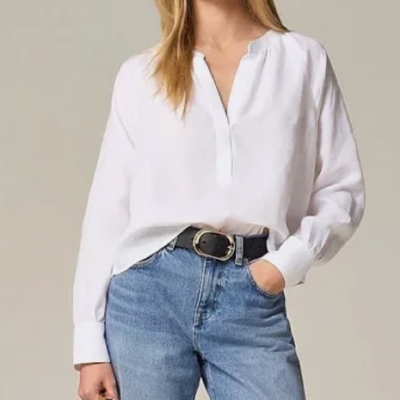 J Crew High-low Linen-cotton Popover
Tunic For Women White Blouse Top Shirt - Picture 1 of 5
